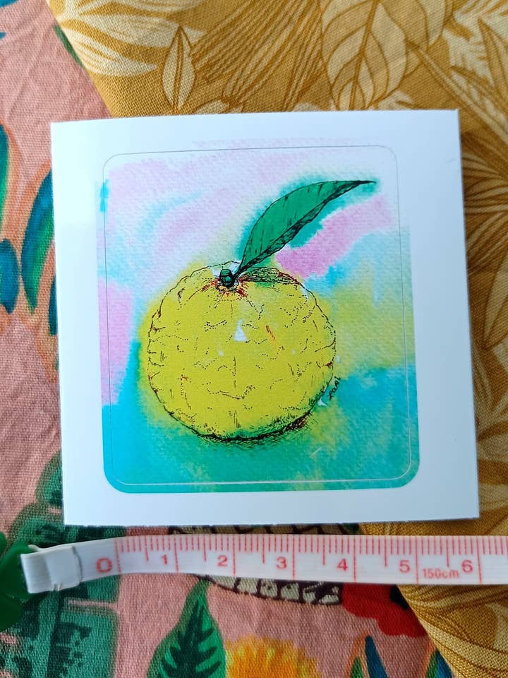 Yuzu Citrus Fruit Watercolor Art UV-Resistant Sticker for wholesale by Larisanjou