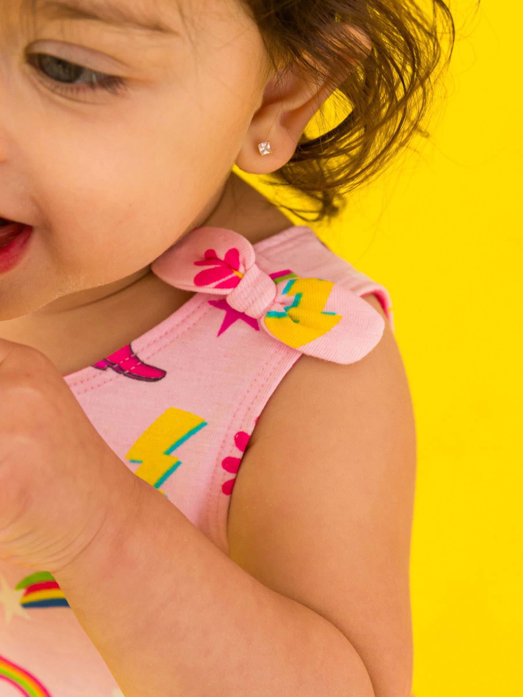 Pink Baby Girls Cowgirl Cutie Knit Tie Shoulder Bubble Romper for wholesale on Faire5