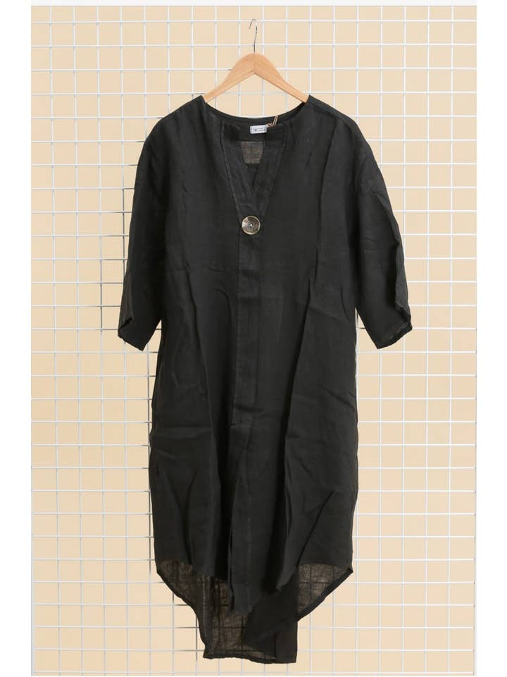 LÉA & LUC - Vente Robe – femme - Robes en 100% Lin avec un bouton REF. 55479