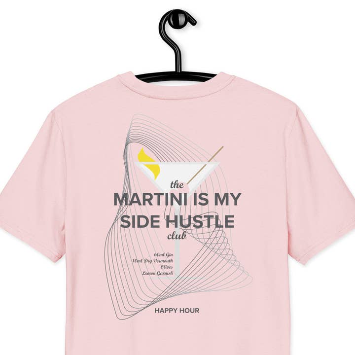 T-shirt de Algodão Orgânico "Martini Is My Side Hustle Club" por atacado de ANCHOR & CREW