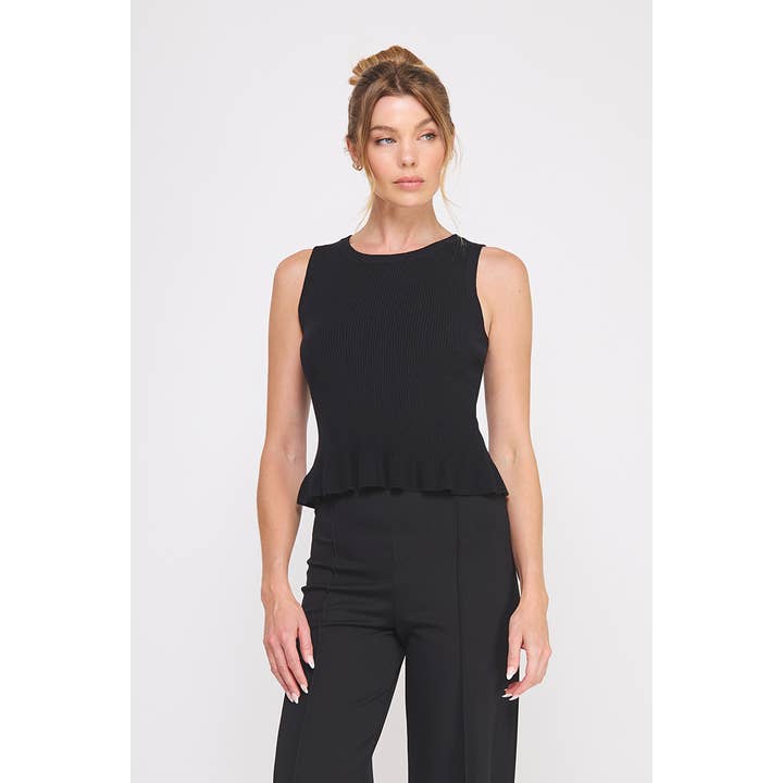 soft rib-knit sweater peplum tank for wholesale by Allie Rose