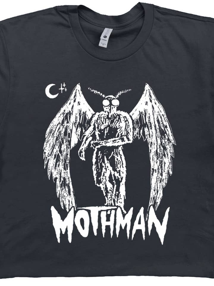 Shirtmandude Co - Wholesale Screen Printed T-Shirt - Unisex - Mothman Shirt Cool Cryptid Weird Monster T Shirt Novelty Tee