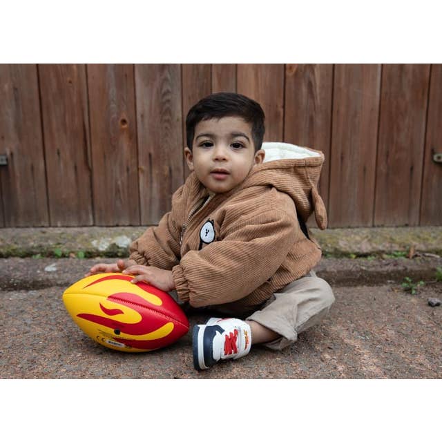 Hippychick – Großhandel Klassisches Spielzeug – Kinder – Crocodile Creek Weicher Fußball / Rugbyball Rote Flamme2