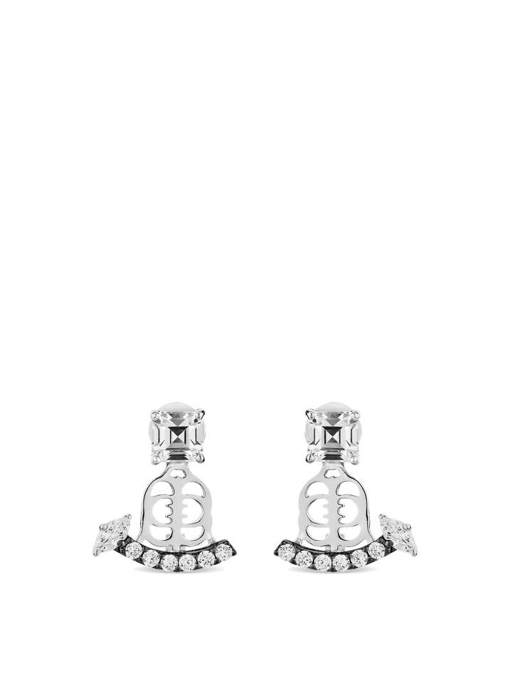 Revival oorjacket met witte diamanten in platina voor wholesale door SALLY SKOUFIS™