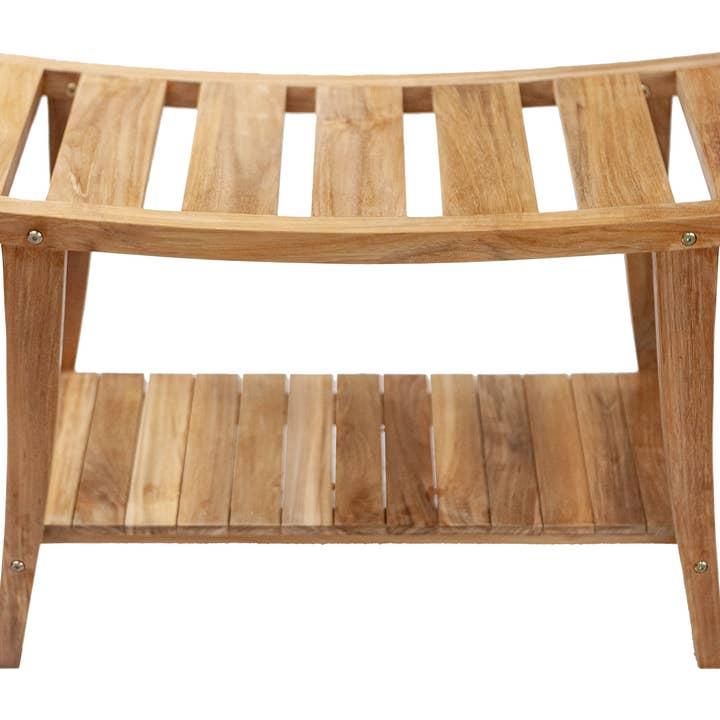 Nordic Teak - Wholesale Bench - Nordic Style Solid Teak Asian Style Bench with Shelf