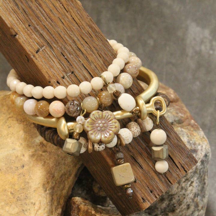 All Cuffed Up Golden Charm Bracelet Set for wholesale by The Primitive Peddler, Inc.