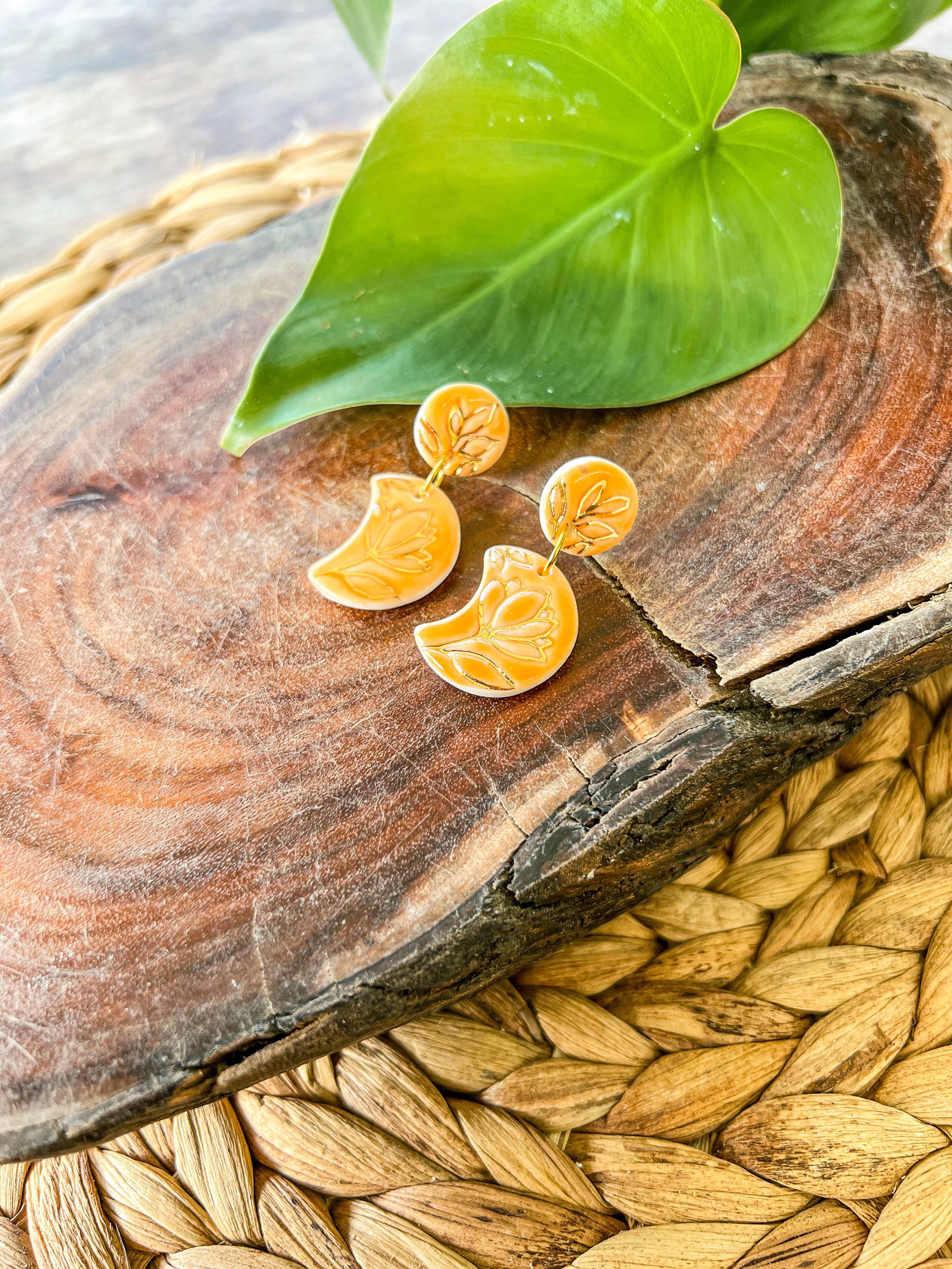 Wolf and Clay Pty Ltd - Wholesale Dangle Earrings - Floral Moon - Porcelain Earrings9