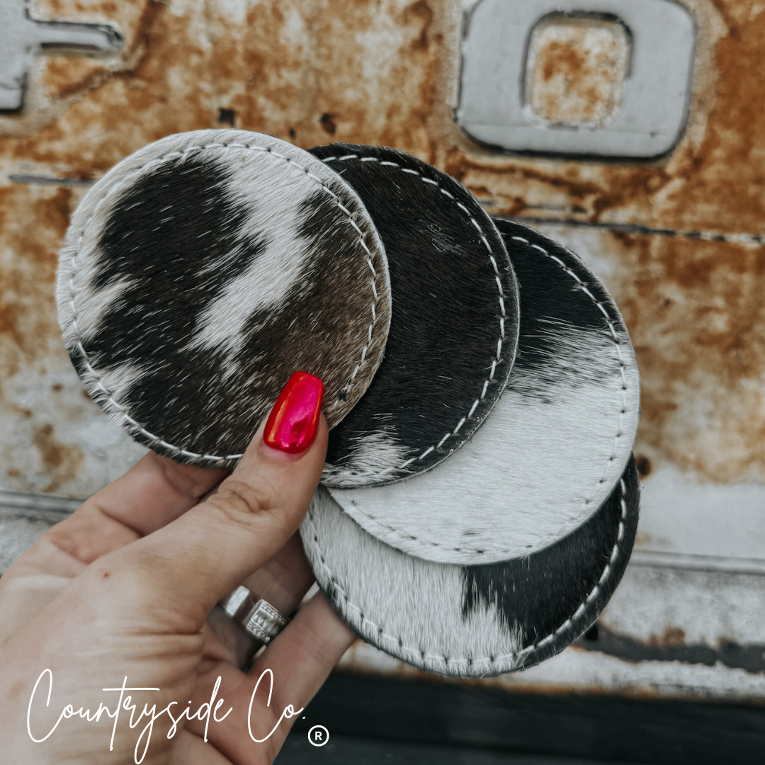 Texas Western Cowhide Bags and More - Wholesale Onderzetters - Handgemaakte Onderzetterset van Koeienhuid, woondecoratie, baraccessoires, cadeau4