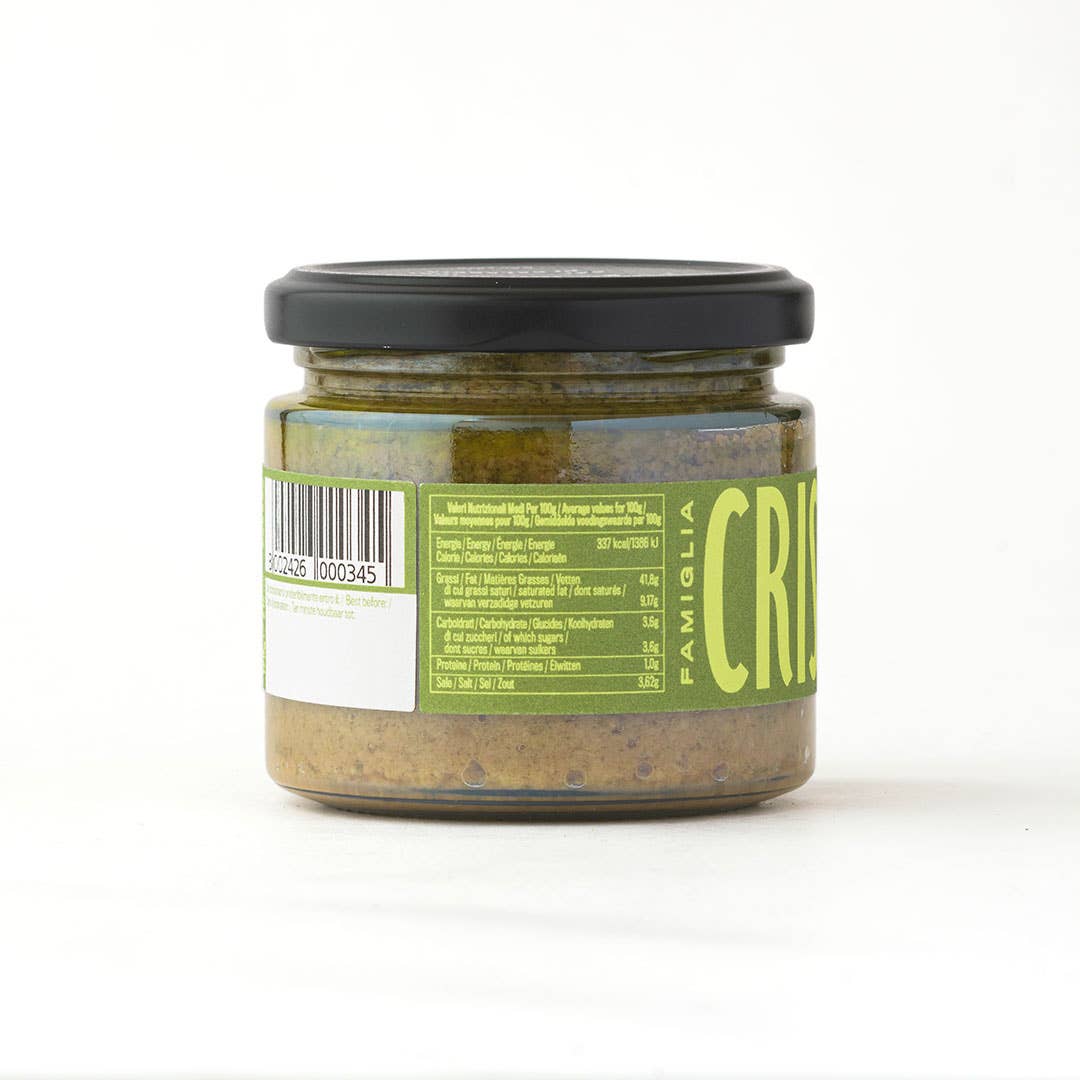 Famiglia Crispino – Engroshandel Tapenade – Grøn Oliven Bruschetta - 190 g - Spredning i jomfruolivenolie - 100 % italiensk - Vegansk2