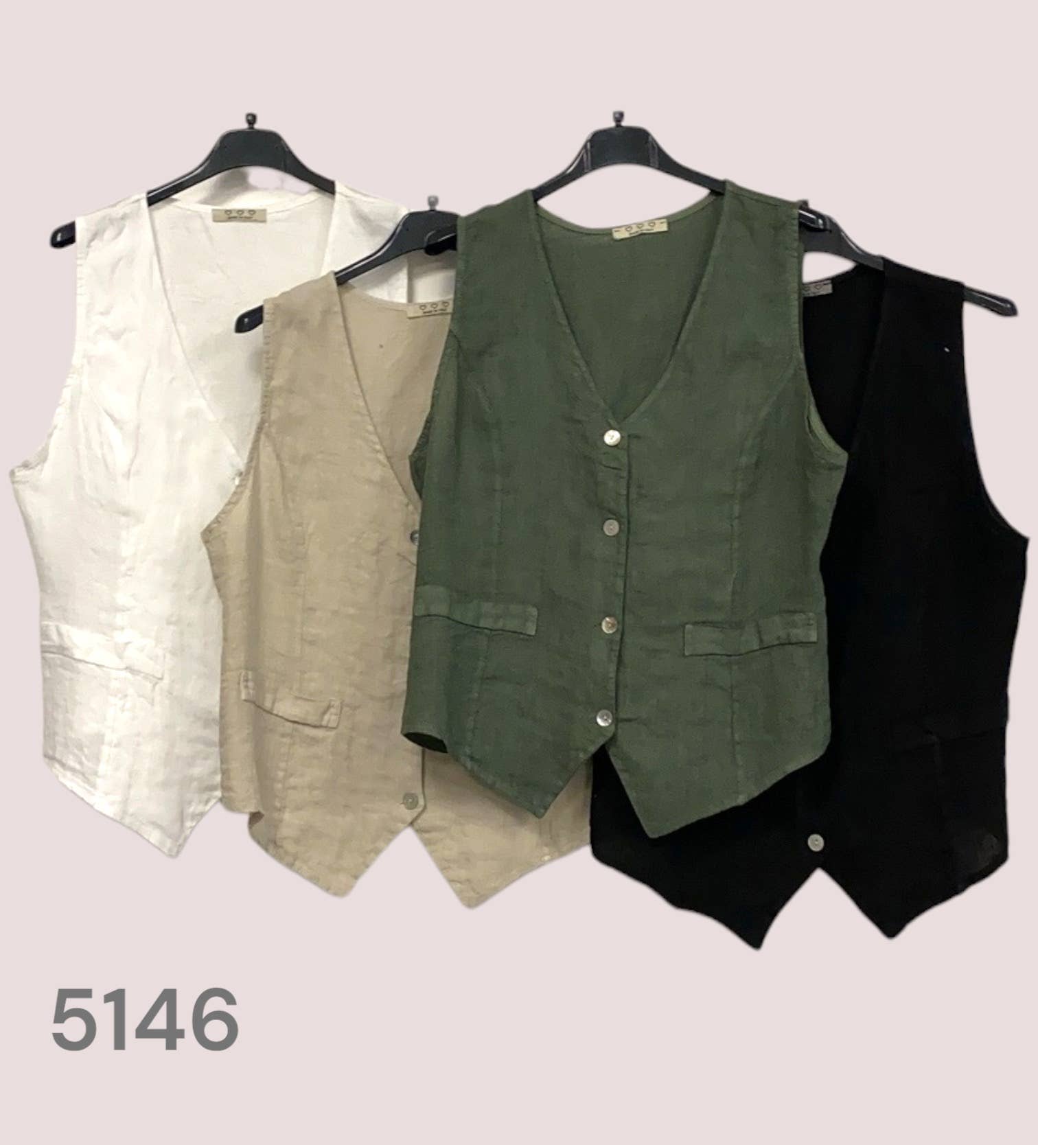 LÉA & LUC - Wholesale Button Down Shirt - Women's - Sleeveless shirt in 100% Linen REF. 514672
