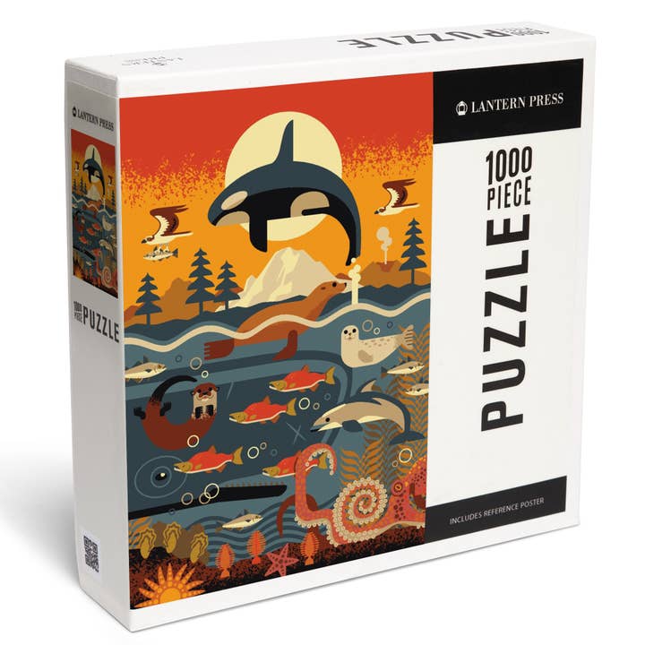 Lantern Press - Wholesale Puzzle - Adult - 1000 PIECE PUZZLE Marine Animals, Geometric0