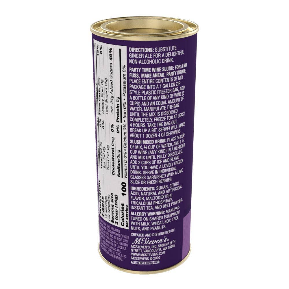 McSteven's - Wholesale Cocktail Mix/Syrup - I Love Lucy's© Grape Wine Slush (12oz Tins)1