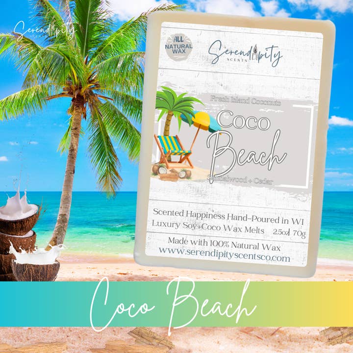 Coco Beach (All Natural Wax) Long-Lasting Home Fragrance for wholesale by Serendipity Scents Co.