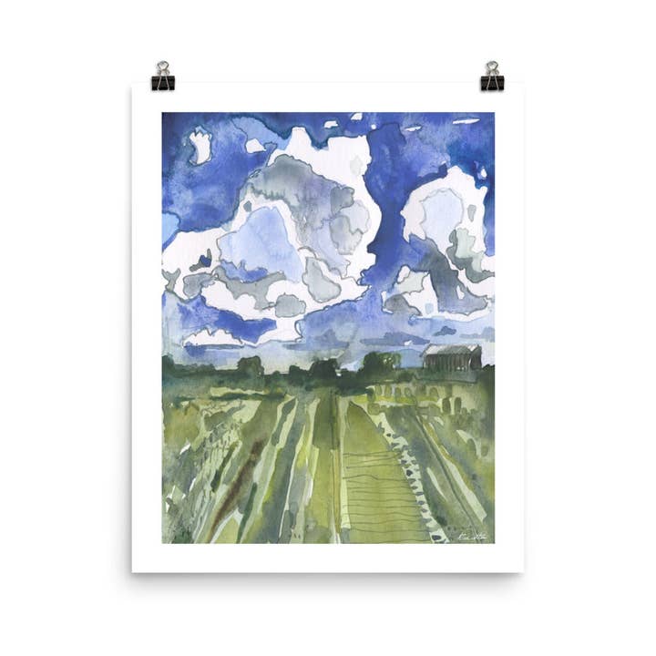 True Cotton - Wholesale Art Print - In the Field Watercolor Art PRINT1