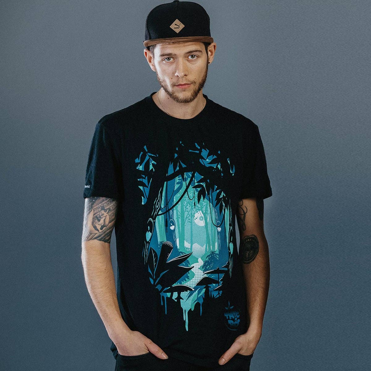 Black Deep Forest Hemp T-Shirt (Premium Weight) for wholesale on Faire1