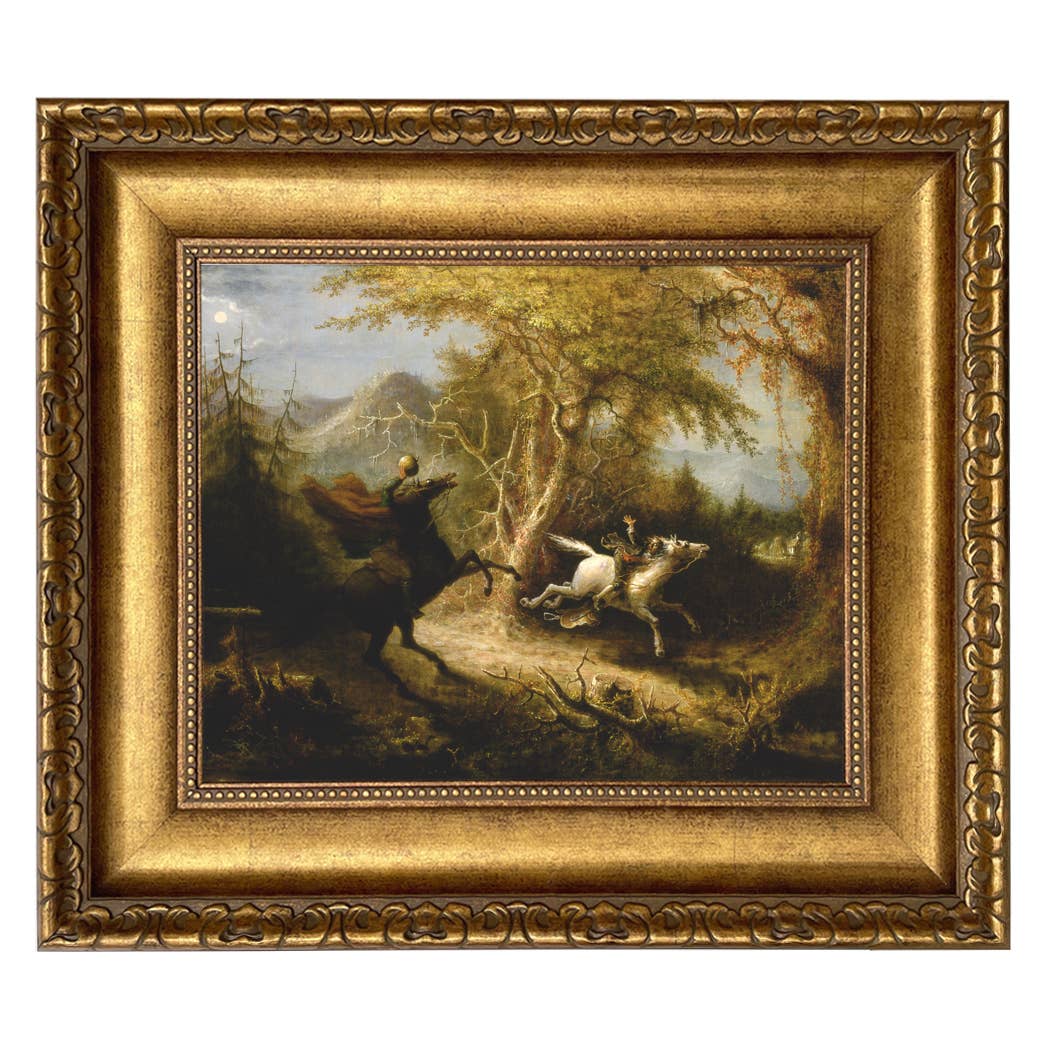 Madison Bay Co. - Historical Home Decor Reproductions - Wholesale Schilderen/Tekenen - Schilderijafdruk van de Ruiter zonder Hoofd die Ichabod Crane Achtervolgt14