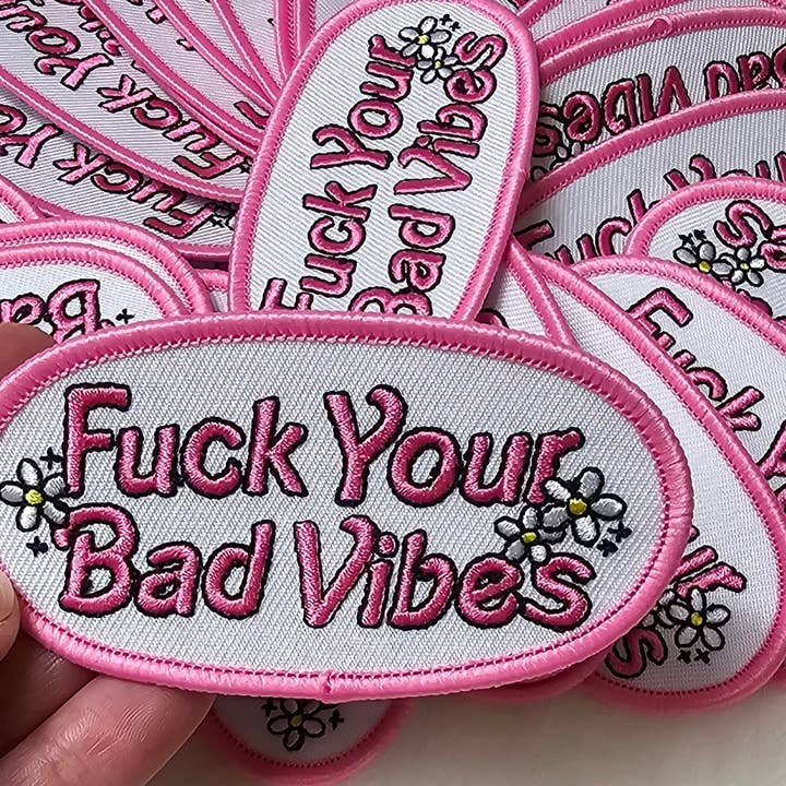 Scratch Decor - Wholesale Patch - 'Fuck Your Bad Vibes' Floral Embroidery Iron On Patch