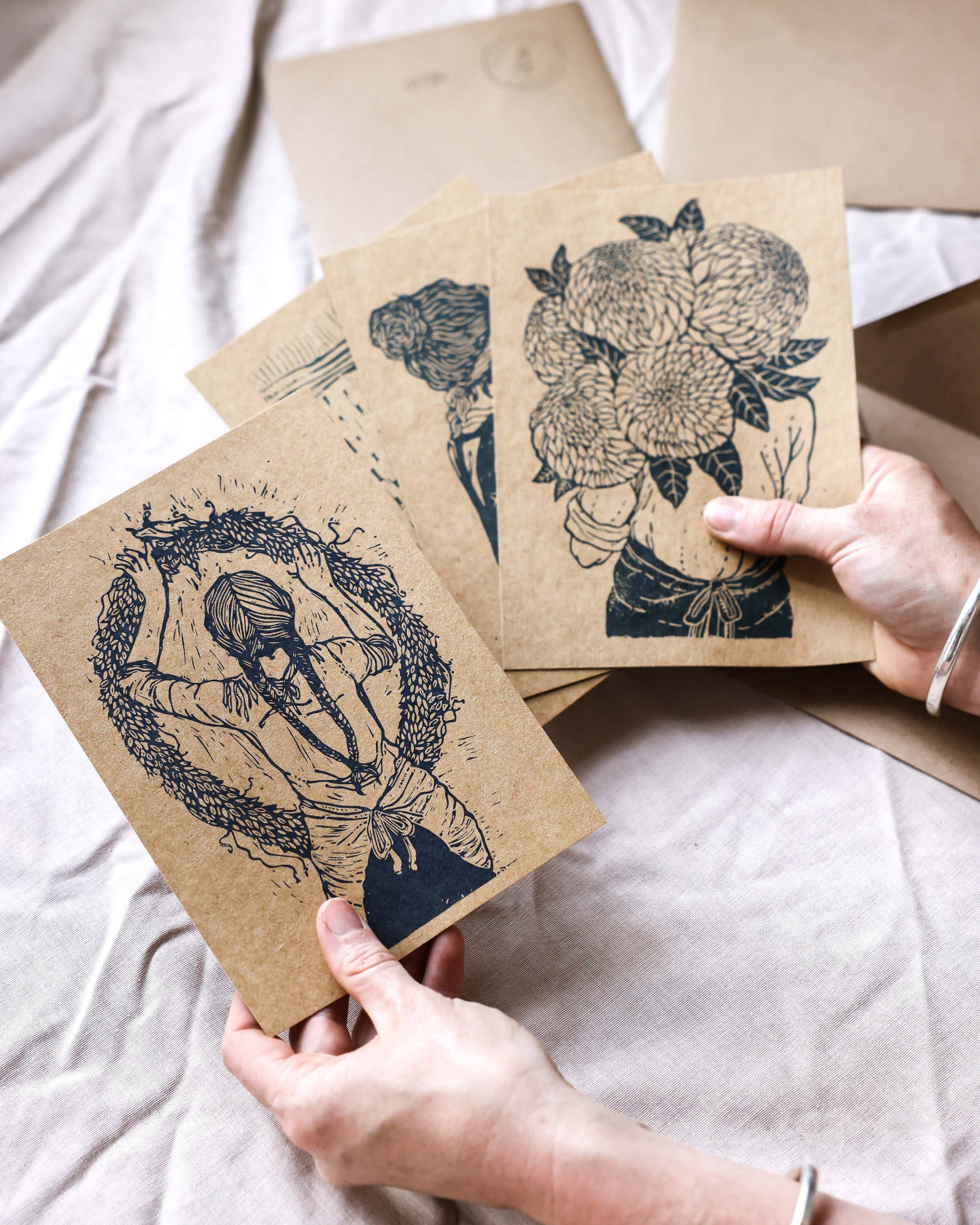 Rosanna Morris - Wholesale Postcard Set - Pack of 4 Postcards - A5 - Gather2