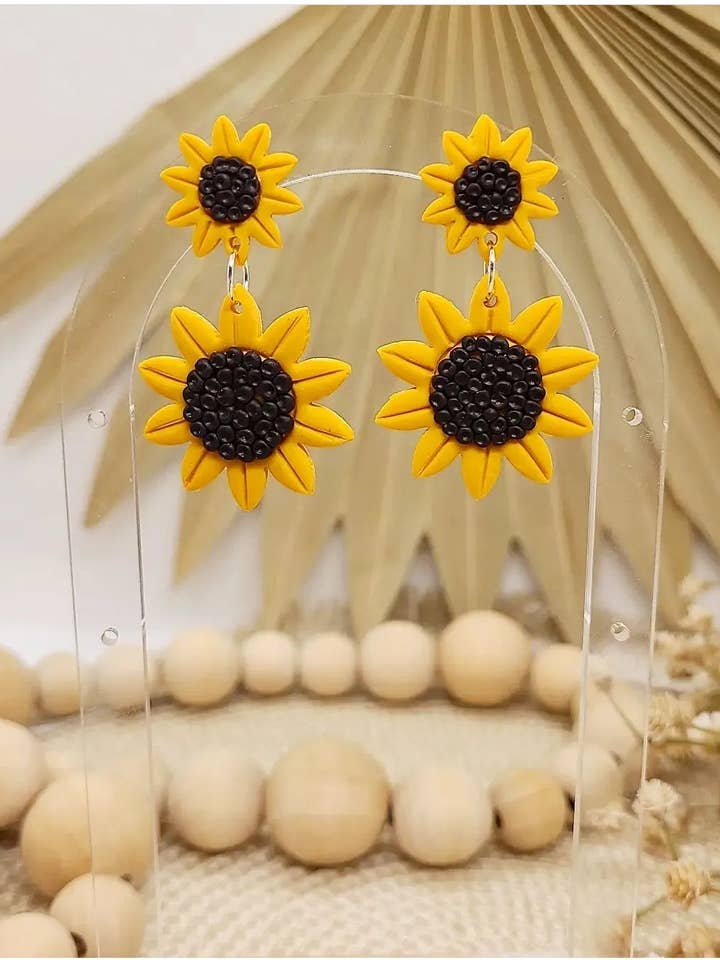 Double Sunflower Dangles for wholesale by Lissa & Co.