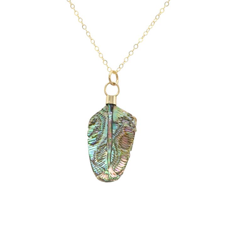 Sculptress - Wholesale Pendant/Charm Necklace - Eagle Feather Abalone Necklace