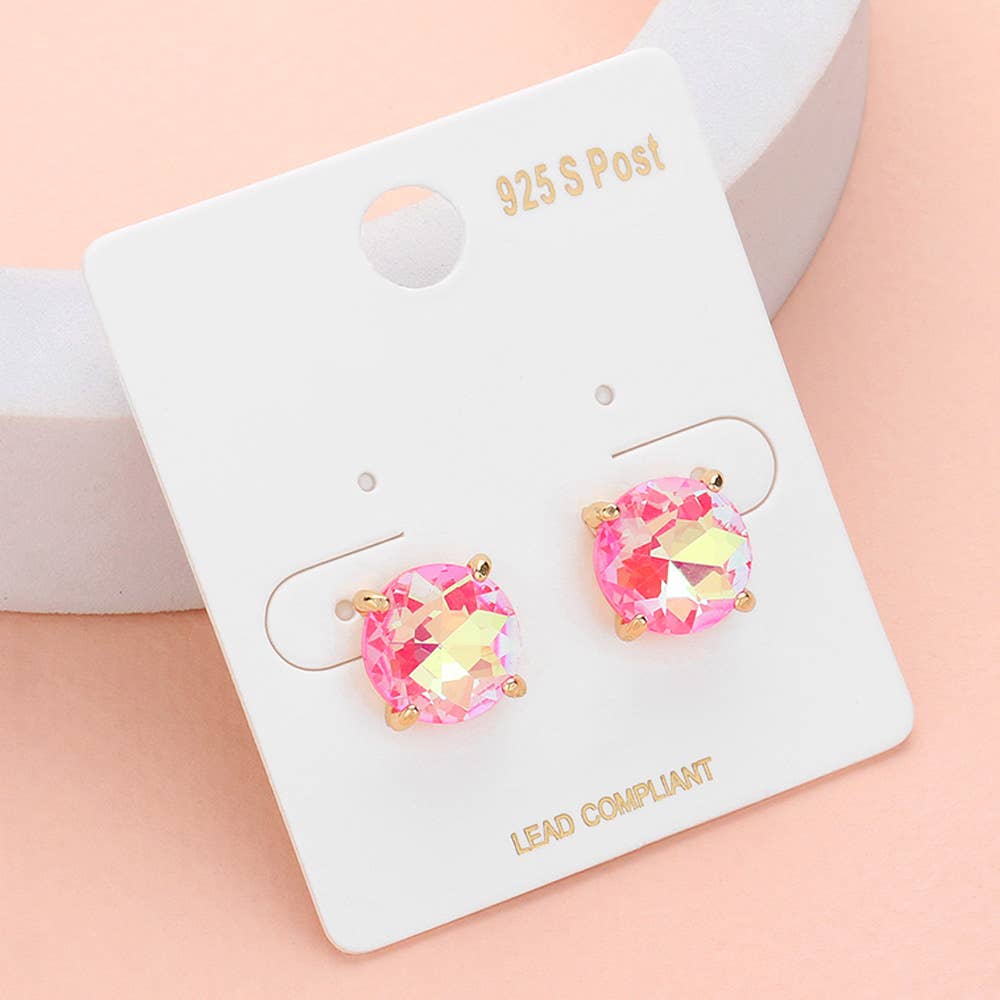 Sensibling Corp. - Vendita all'ingrosso Orecchini a bottone - Orecchini a bottone con cuscino in pietra rotonda10