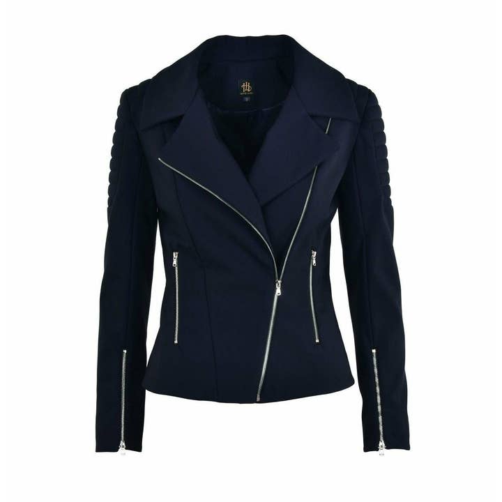 Blue Wool Blend Biker Jacket för wholesale av HottieandLord