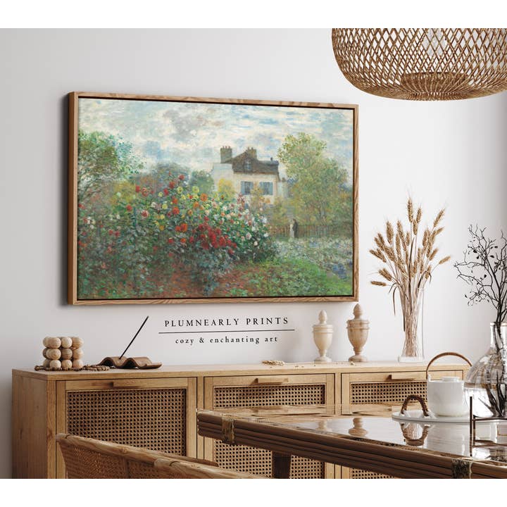 Monet French Cottage Garden Oil Painting Framed Canvas Art 1 for wholesale by Plumnearly Prints