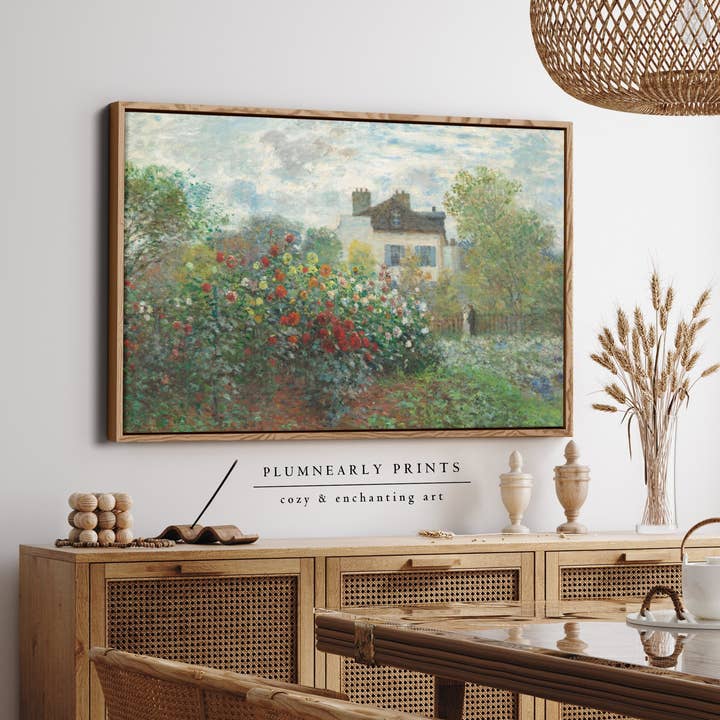 Plumnearly Prints - Wholesale Canvas Art - Monet French Cottage Garden Oil Painting Framed Canvas Art 10