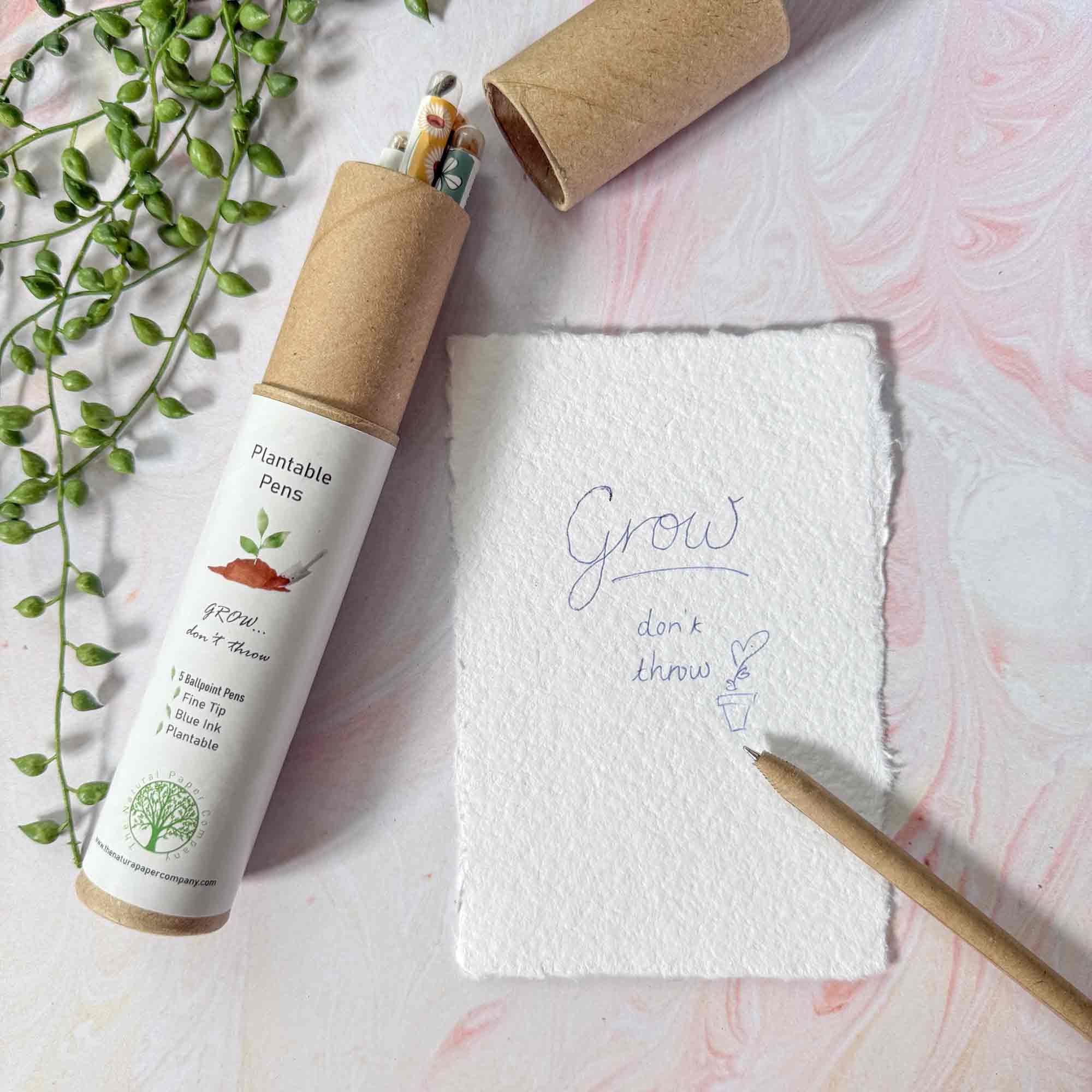 The Natural Paper Company – Großhandel Stift – Pflanzbare Kugelschreiber - Set mit 5 Stück | Röhre aus recycelten Stiften1