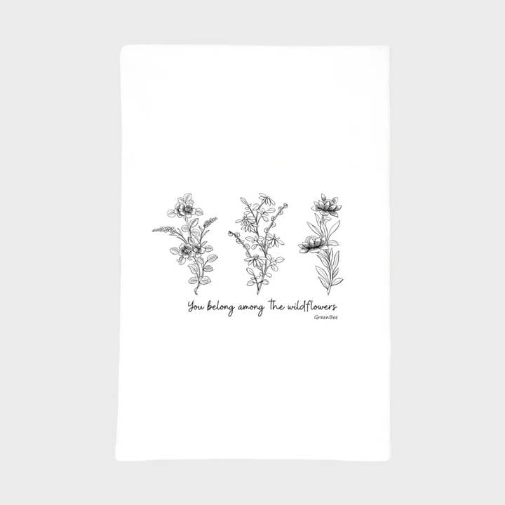 Green Bee Tea Towels - Wholesale Tea Towel - Wildflower Kitchen Towel | Tea Towels | Flour Sack Towels0