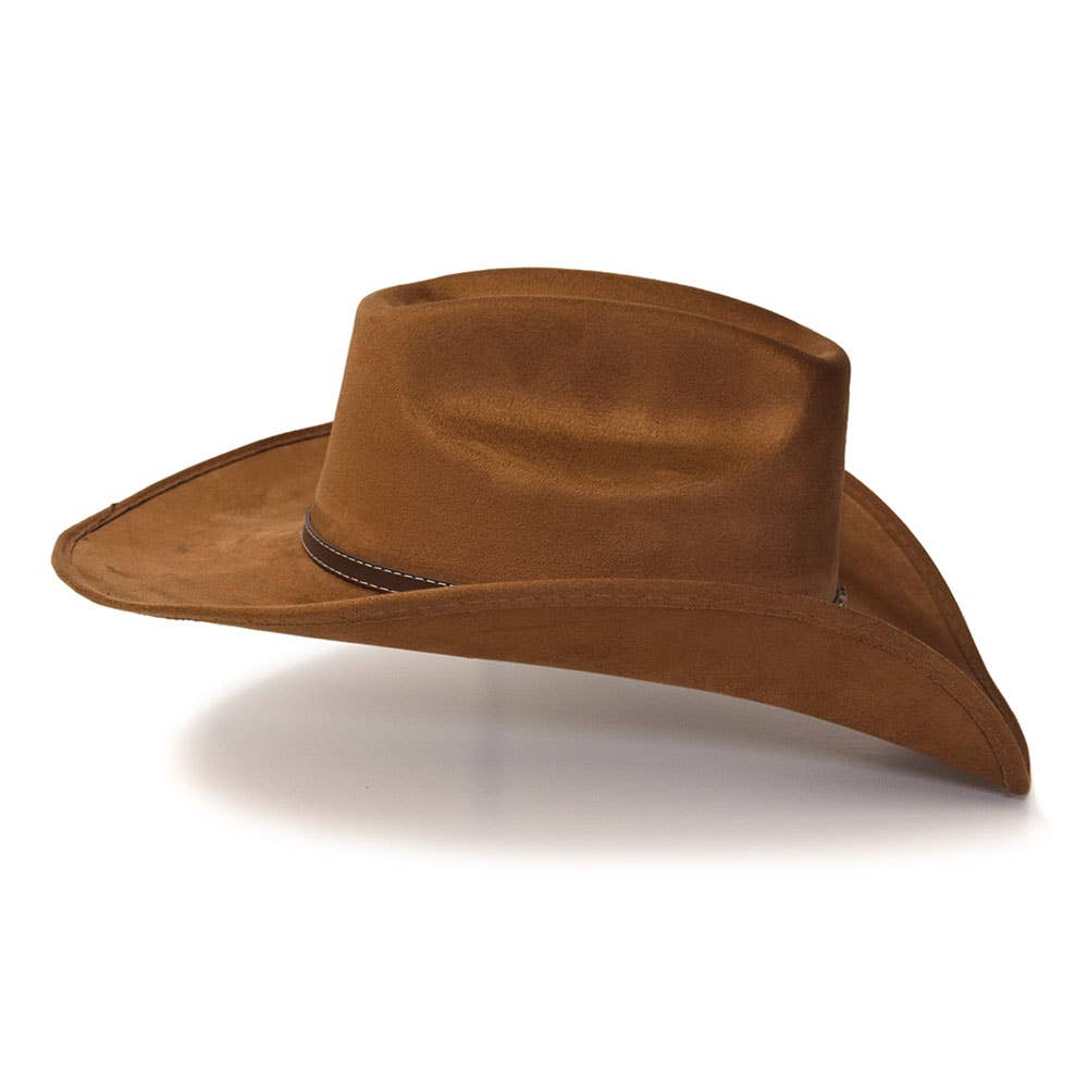 Western Express - Vendita all'ingrosso Cappello da cowboy - Unisex - Cappello da mandriano western in camoscio color terra di Siena bruciata con fascia in pelle5