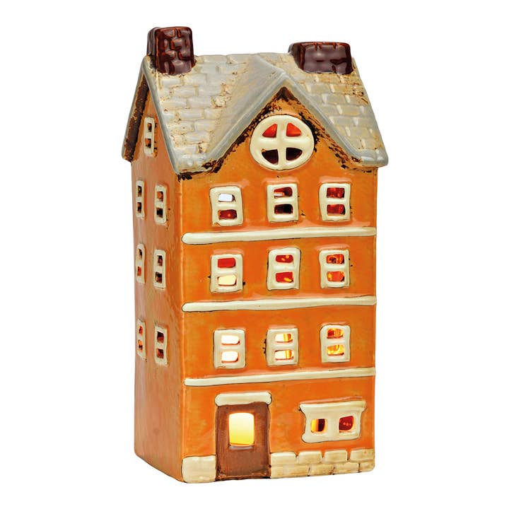 Lichthaus aus Steingut, Orange (B/H/T) 11x22x9cm für den Großhandel von Wurm