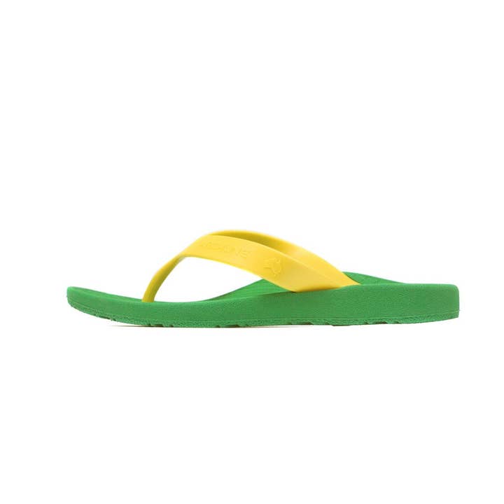 axign - Wholesale Sandals – Kids - Archline Kids Orthotic Flip Flops – Green/Gold2