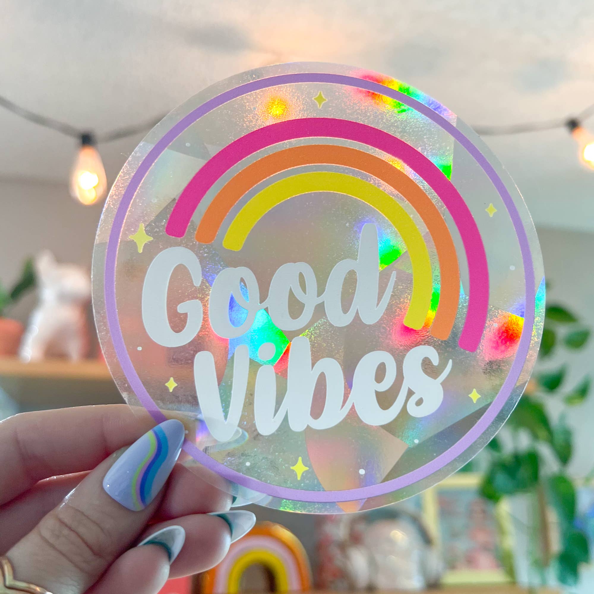 Chelzart - Wholesale Suncatcher - Good Vibes Suncatcher Decal | Rainbow Maker Accessory4