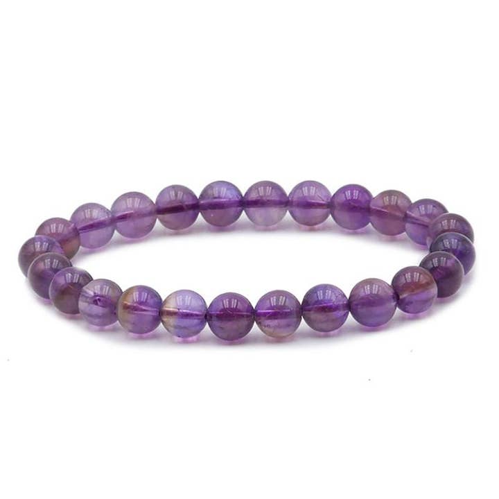 Bolivian Amethyst Bracelet AA (7-8mm beads) for wholesale by La Boîte à Cailloux