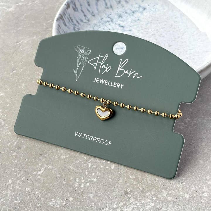 Bracciale a Cuore Perlato Resistente all'Ossidazione per la vendita all'ingrosso da parte di Flax Barn