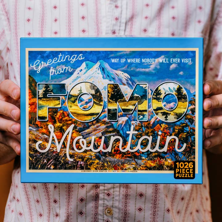 Greetings from FOMO Mountain | Funny Puzzle for wholesale by Whiskey River Soap Co.