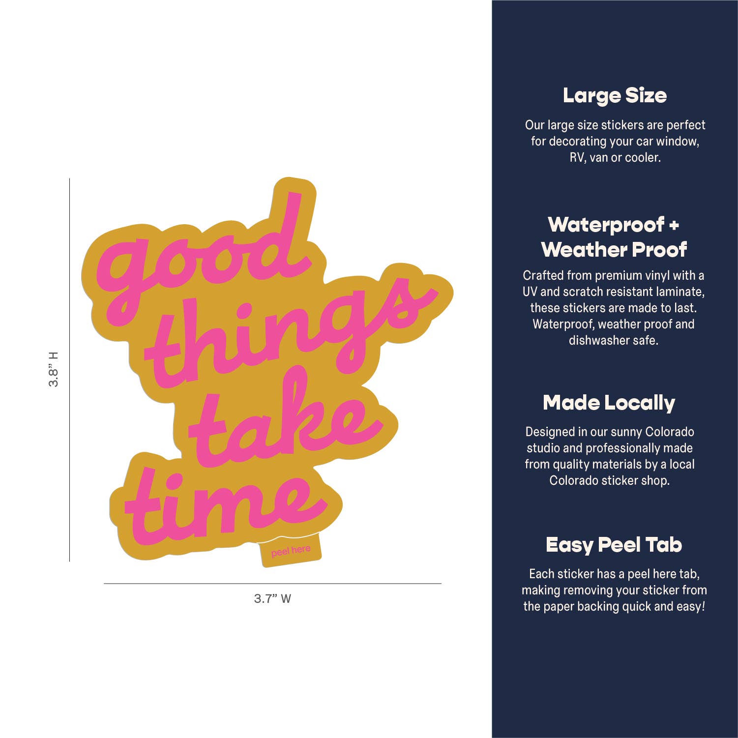 Endless August Supply Co. - Wholesale Sticker - Good Things Take Time Large Vinyl Sticker - neon pink1