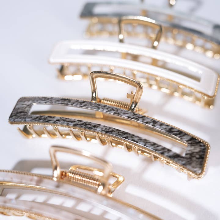 Rectangle Grip Acetate Metal Teeth Claw Clip for wholesale by TressLove