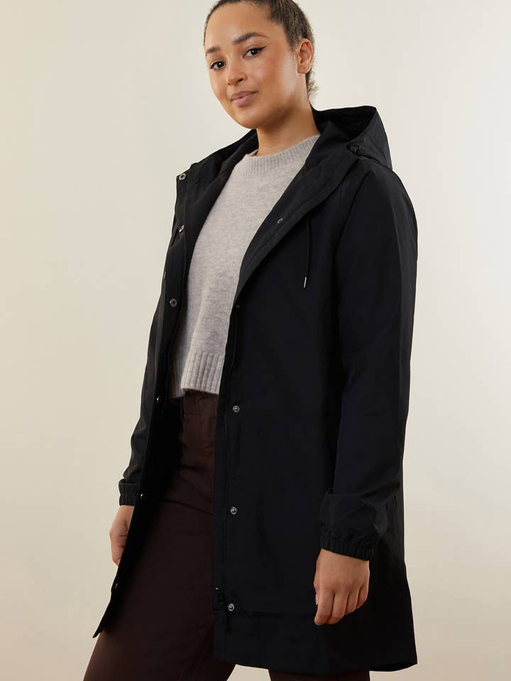 Refuge Waterproof Recycled Raincoat - Black for wholesale by Amble