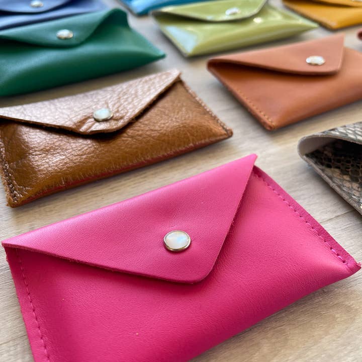 Crystalyn Kae Accessories - Wholesale Card Holder - Women's - CARD CASE WALLET - RECYCLED LEATHER ASSORTED (SET OF 12)