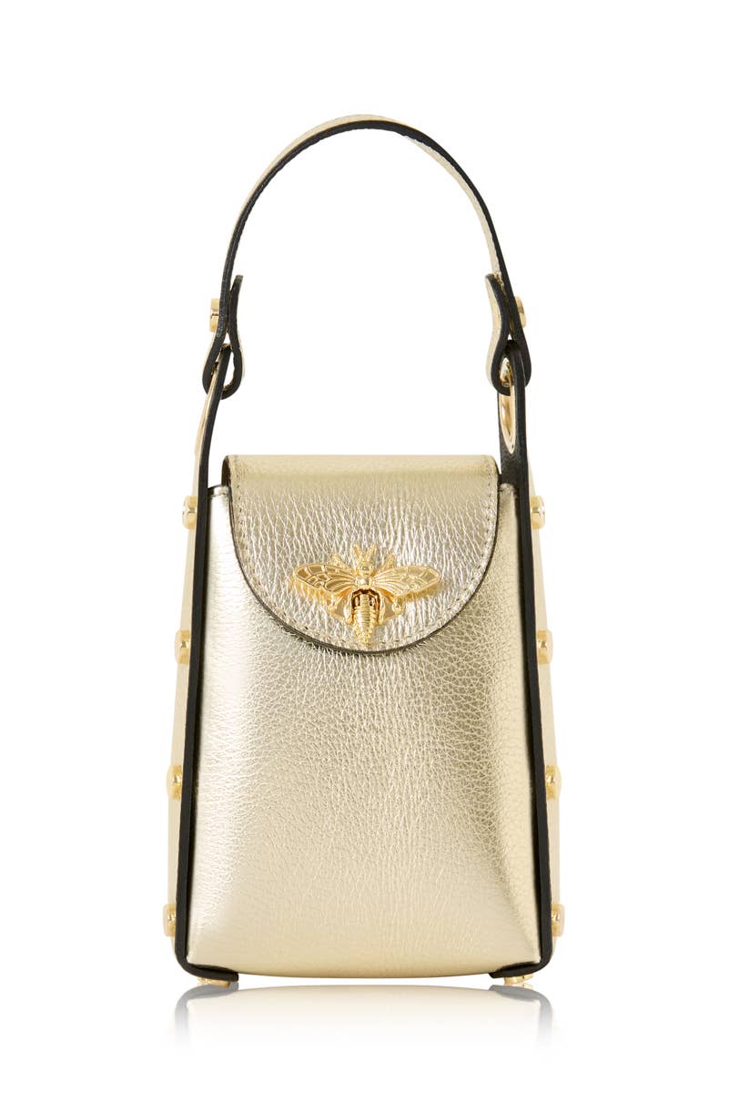 MONTTE DI JINNE - Vente Sac à bandoulière – femme - Mini sac abeille en cuir véritable italien avec bandoulière chaîne dorée12