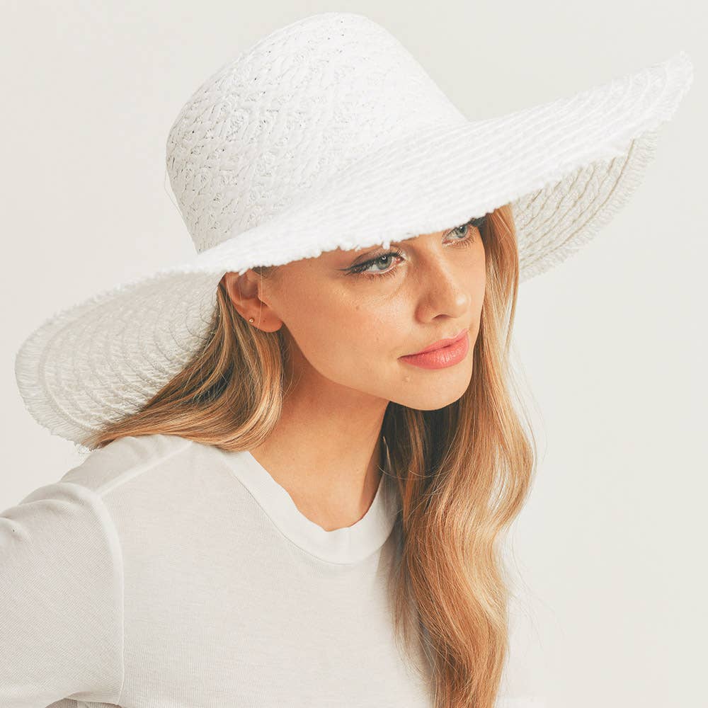 Sensibling Corp. - Wholesale Straw Hat - Women's - Trim Detailed Solid Straw Sun Hat
27
