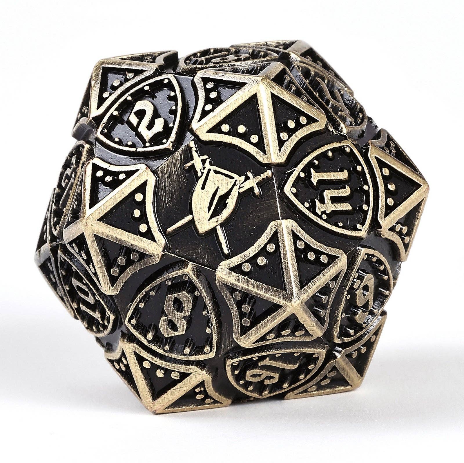 Hymgho Premium Dice - Vente Dé - Ensemble de dés RPG classe combattant en métal massif - Bronze ancien1