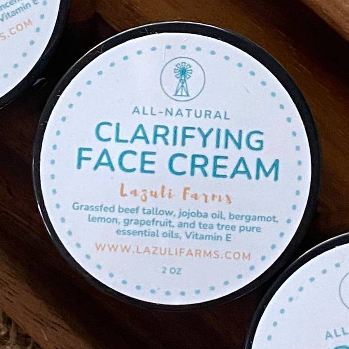 Lazuli Farms - Wholesale Facial Moisturizer - Clarifying Face Cream for Oily or Blemish-Prone Skin | Tallow with Tea Tree Oil | Tallow for Face0