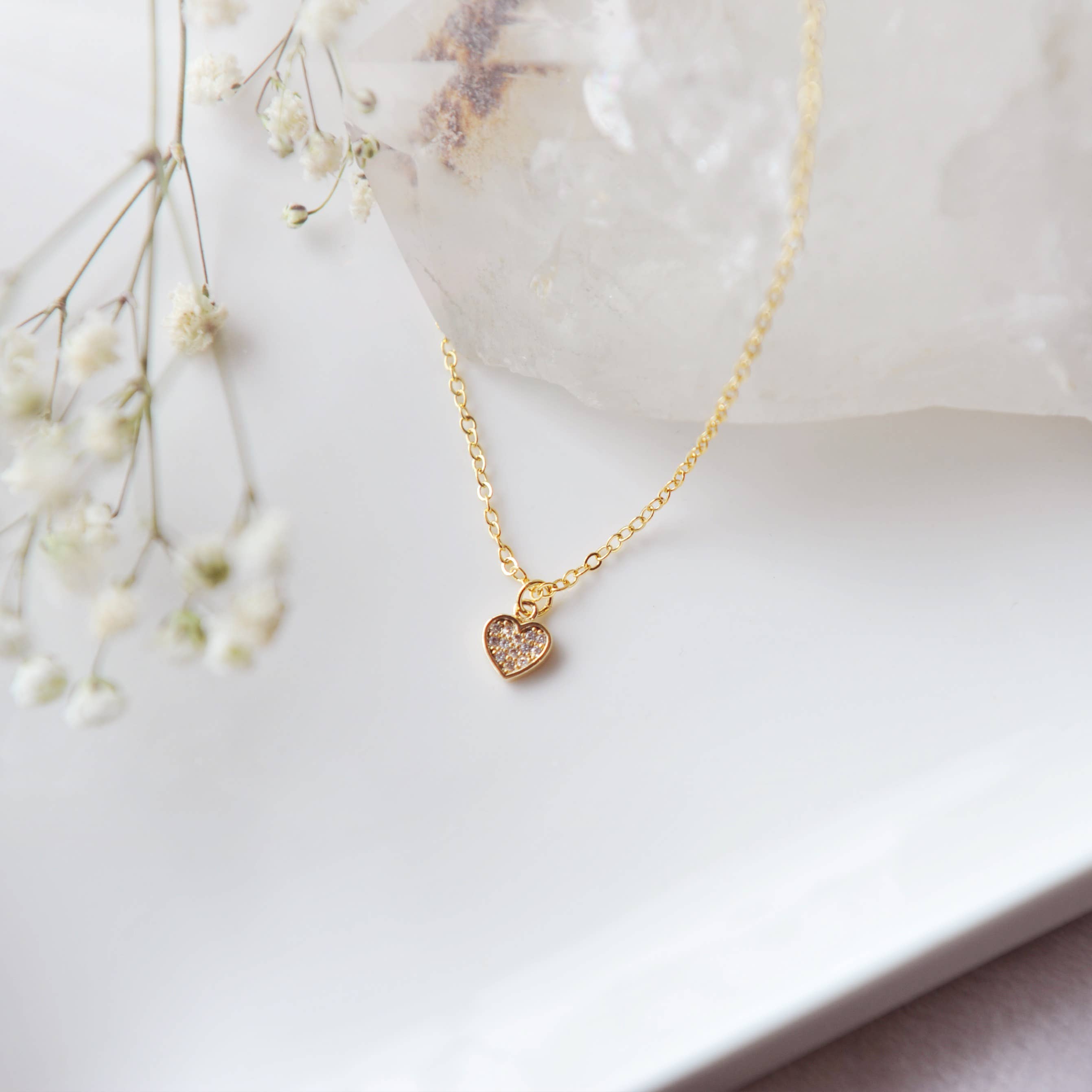 Oh So Lovely – Colar pingente/pendente por atacado – Colar de coração Little Gold CZ2