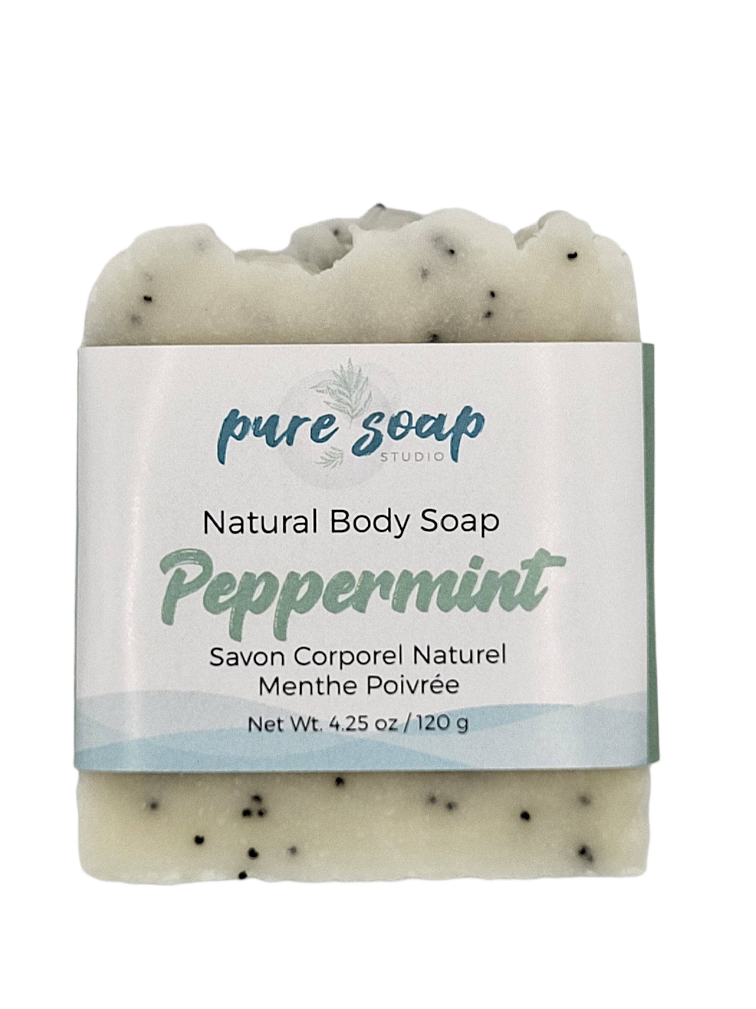 Pure Soap Studio - Vente Pains de savon - Savon Hydratant à la Menthe Poivrée - Savon Naturel - Avec Graines de Pavot0