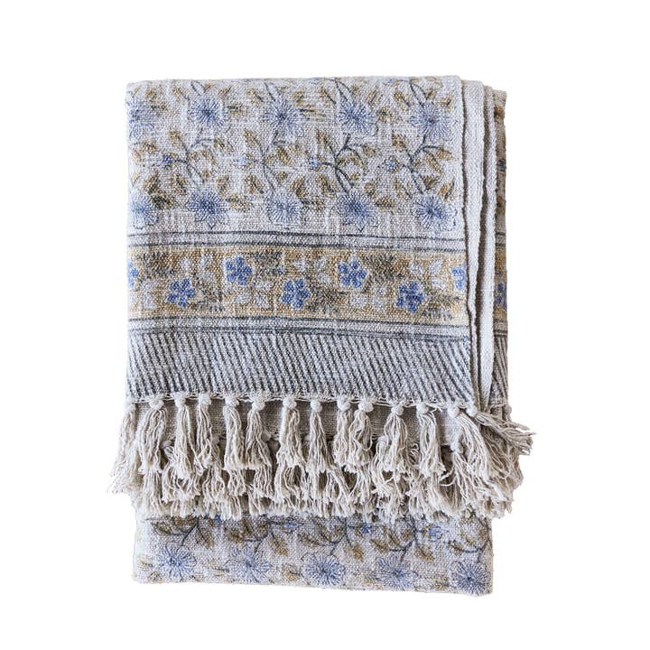 Blue Ocean Traders - Wholesale Throw Blanket - Handloom Cotton Throw w Multicolor Block Print4