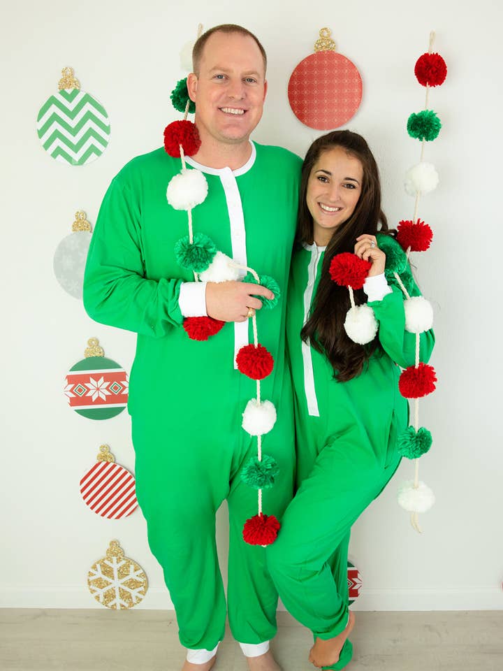 Love That Cotton - Wholesale Onesie - Unisex - Adult Faux Flap Christmas Jammies - Green0
