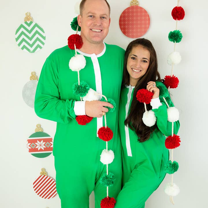 Love That Cotton - Wholesale Onesie - Unisex - Adult Faux Flap Christmas Jammies - Green0